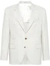 Brunello Cucinelli Prince Of Wales Blazer In Neutrals