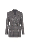 Brunello Cucinelli Sequin-embellished Check-pattern Blazer In Gray