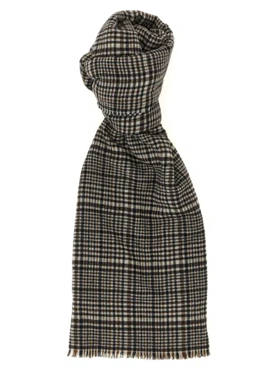 Brunello Cucinelli Prince Of Wales Cashmere Scarf In Green