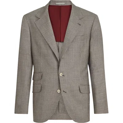 Brunello Cucinelli Prince Of Wales Cavallo Blazer In Brown