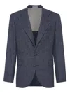 Brunello Cucinelli Prince Of Wales Check Blazer In Blue