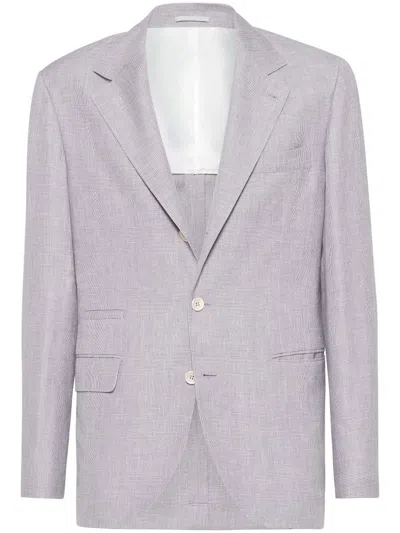 Brunello Cucinelli Prince Of Wales Check Blazer In Purple