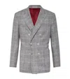 Brunello Cucinelli Prince Of Wales Checked Silk-blend Blazer In White