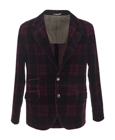 Brunello Cucinelli Prince Of Wales Check Corduroy Blazer In Brown