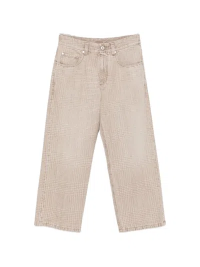 Brunello Cucinelli Prince Of Wales Check Jeans In Neutral