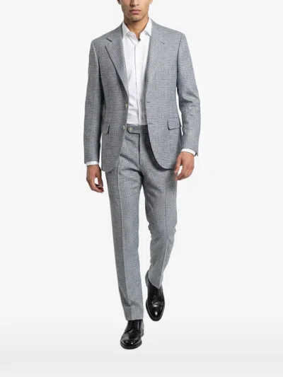 Brunello Cucinelli Prince Of Wales Check Suit In Gray