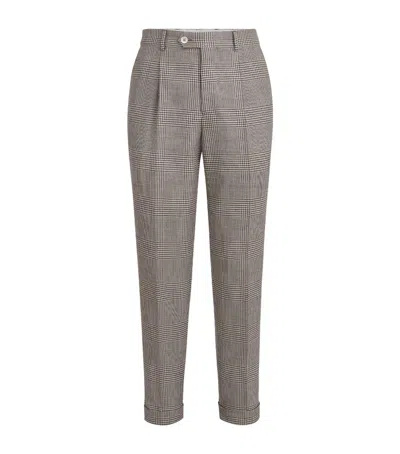 Brunello Cucinelli Prince Of Wales Check Tailored Trousers In Gray
