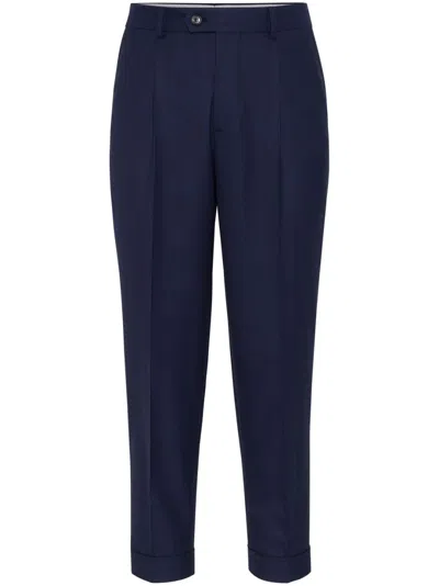 Brunello Cucinelli Prince Of Wales Check Trousers In Blue