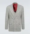 Brunello Cucinelli Prince Of Wales Checked Silk-blend Blazer In Grey