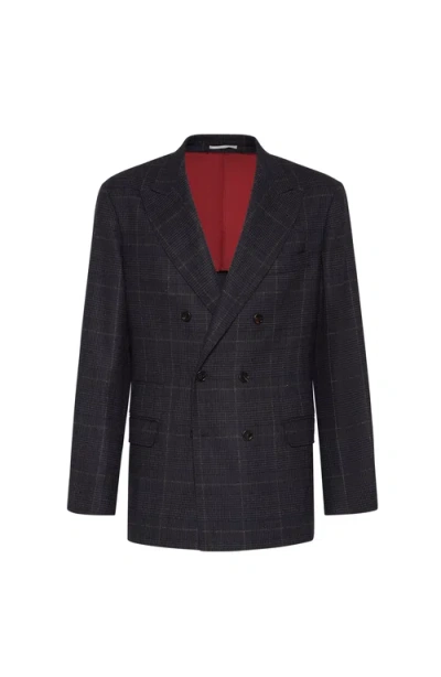 Brunello Cucinelli Prince Of Wales Deconstructed Blazer In Animal Print