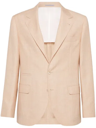 Brunello Cucinelli Prince Of Wales Deconstructed Blazer In Neutrals