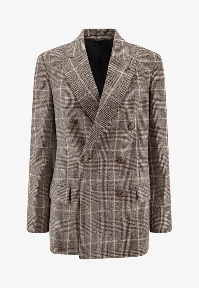 BRUNELLO CUCINELLI PRINCE OF WALES DOUBLE-BREASTED BLAZER