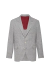 Brunello Cucinelli Prince Of Wales Flannel Blazer In Gray
