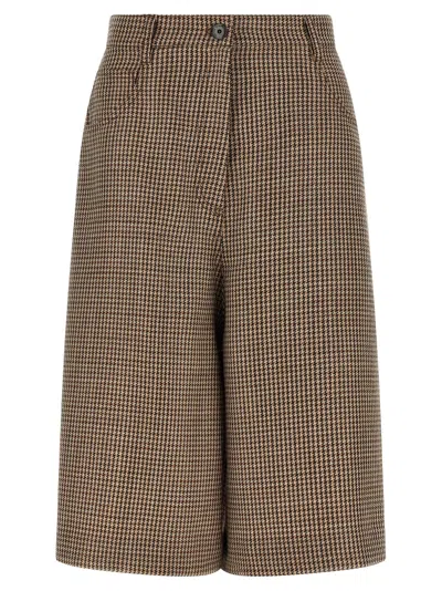 Brunello Cucinelli Prince Of Wales Lamé Bermuda Shorts In Brown