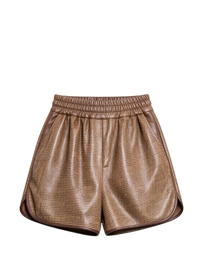 Brunello Cucinelli Prince Of Wales Leather Shorts In Multi