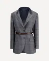 Brunello Cucinelli Waist Belted Checkered Pattern Blazer