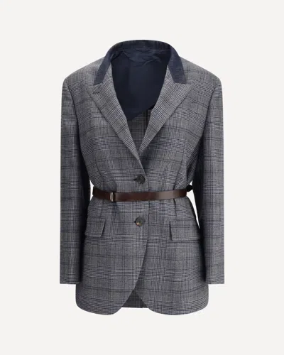 BRUNELLO CUCINELLI PRINCE OF WALES PATTERN BLAZER