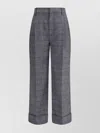 Brunello Cucinelli Grey Prince Of Wales Sartorial Crop Trousers In Gray