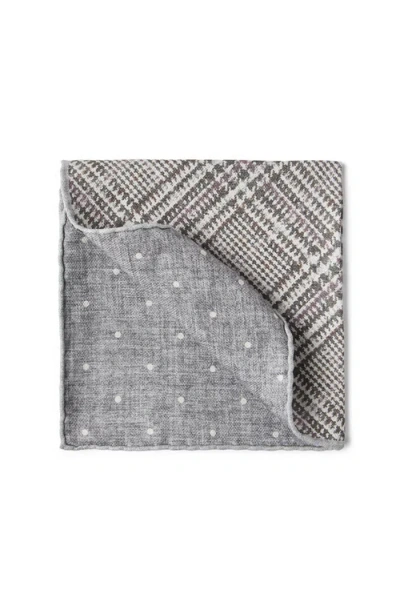 Brunello Cucinelli Prince Of Wales Pocket Square In Gray