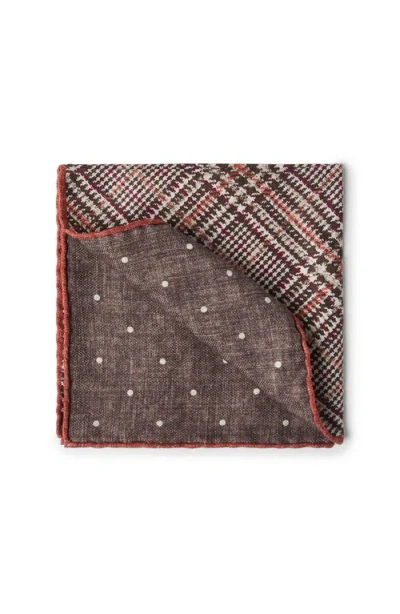 Brunello Cucinelli Prince Of Wales Pocket Square In Brown