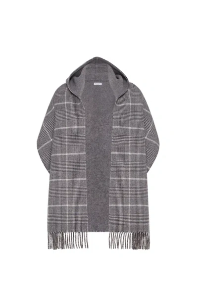 Brunello Cucinelli Prince Of Wales Scarf In Neutral