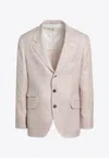 Brunello Cucinelli Papaya-colored Prince Of Wales Jacket In Beige