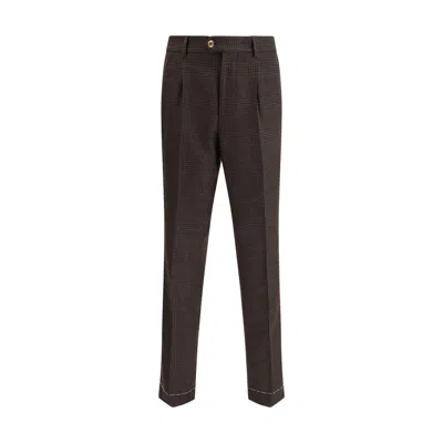 Brunello Cucinelli Prince Of Wales Trouser In Brown