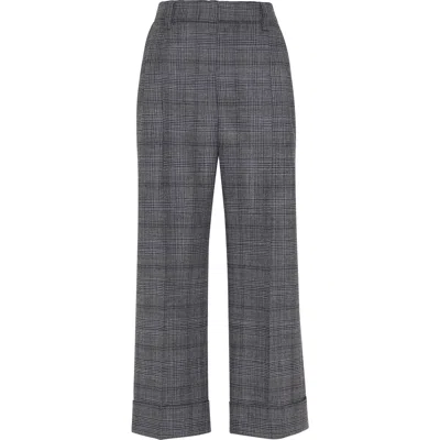 Brunello Cucinelli Prince Of Wales Trousers In Gray