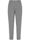Brunello Cucinelli Prince Of Wales Trousers In 灰色