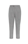 Brunello Cucinelli Prince Of Wales Trousers In Grey