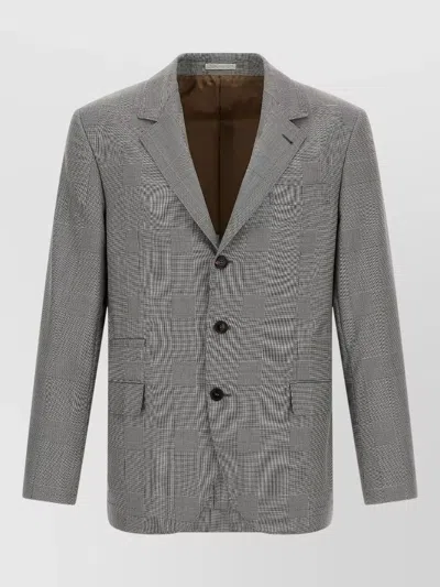 Brunello Cucinelli Prince Of Wales Virgin Wool Blazer In Multi