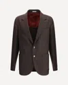 Brunello Cucinelli Prince Of Wales Wool Blazer In Brown