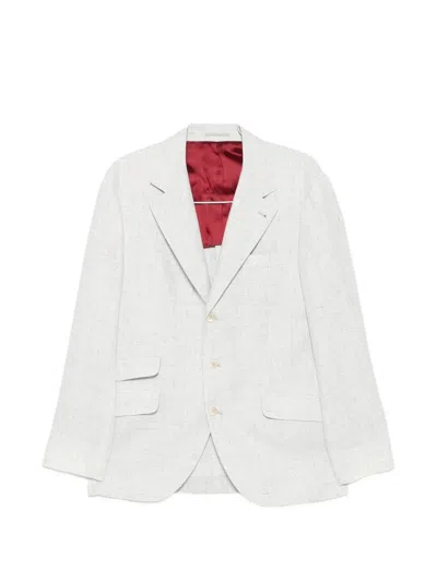 Brunello Cucinelli Prince Of Wales-check Suit In White