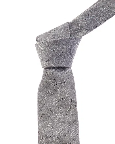 Brunello Cucinelli Print Silk Tie In Metallic