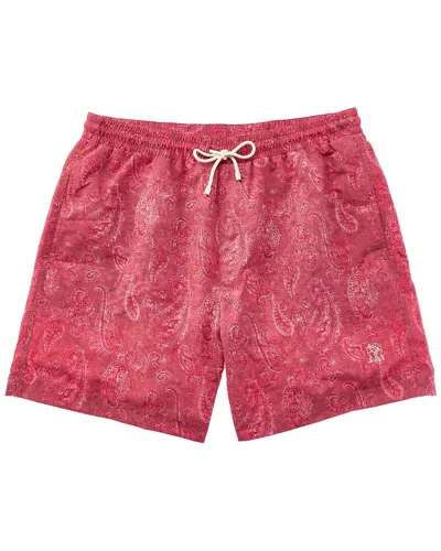Brunello Cucinelli Print Swim Trunk In Blue