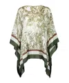 Brunello Cucinelli Green Herbarium Print Pongée Top With Monili In White