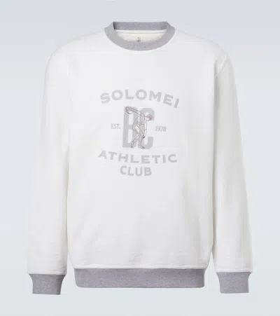 Brunello Cucinelli Printed Cotton And Linen Sweatshirt In White
