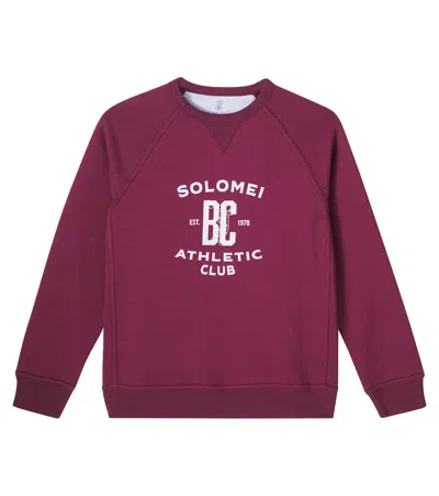 Brunello Cucinelli Kids' Printed Cotton-blend Sweatshirt In Brown