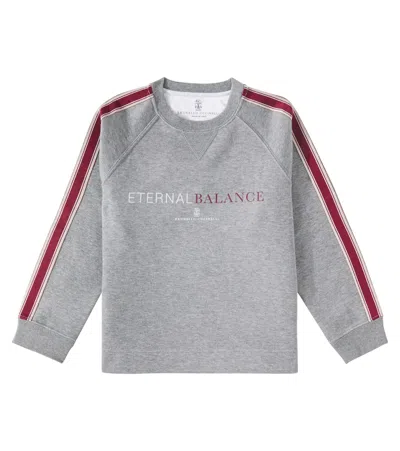 Brunello Cucinelli Kids' Printed Cotton-blend Sweatshirt In Grey