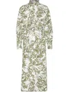 Brunello Cucinelli Waist Belted Long Sleeve Dress With Side Slits In Green