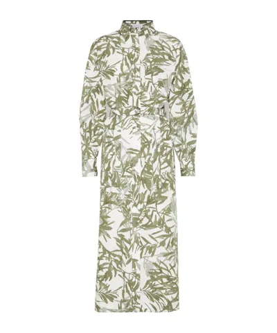 Brunello Cucinelli Printed Cotton Dress In Green
