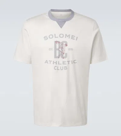 Brunello Cucinelli Men Cotton Jersey T-shirt With Print In Black