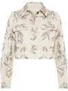 Brunello Cucinelli Collared Neck Cropped Embroidered Blazer In Beige