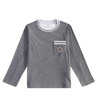 Brunello Cucinelli Kids' Longsleeve Aus Baumwolle In Weiss