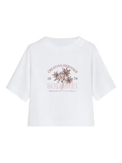 Brunello Cucinelli Kids' Printed Cotton T-shirt In White