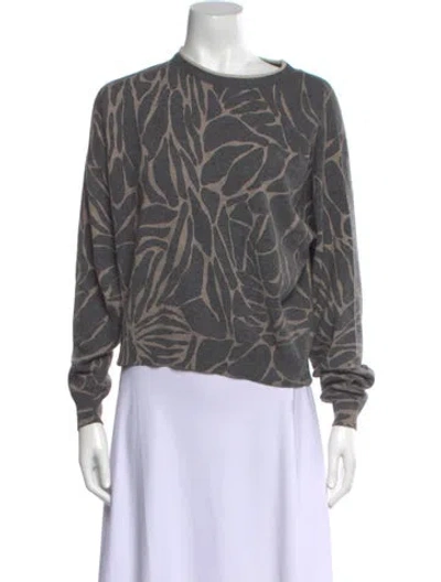 Pre-owned Brunello Cucinelli Printed Crew Neck Sweater In Gray