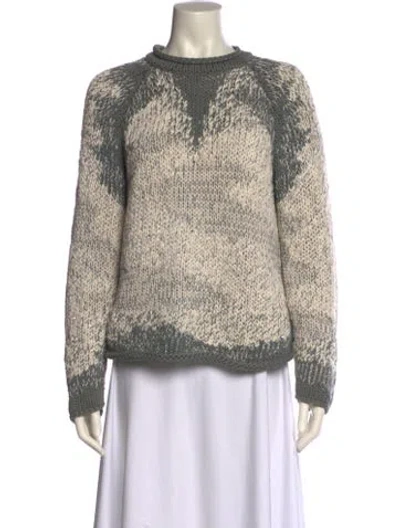 Pre-owned Brunello Cucinelli Printed Crew Neck Sweater In Gray