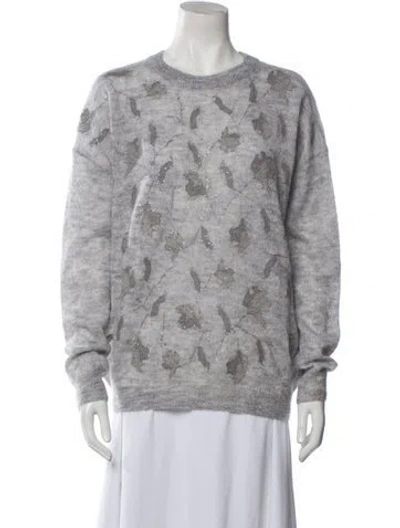 Pre-owned Brunello Cucinelli Printed Crew Neck Sweater W/ Tags In Gray