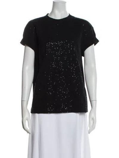 Pre-owned Brunello Cucinelli Printed Crew Neck Top In Black