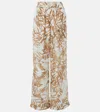 Brunello Cucinelli Printed High-rise Silk Wide-leg Pants In Multicoloured